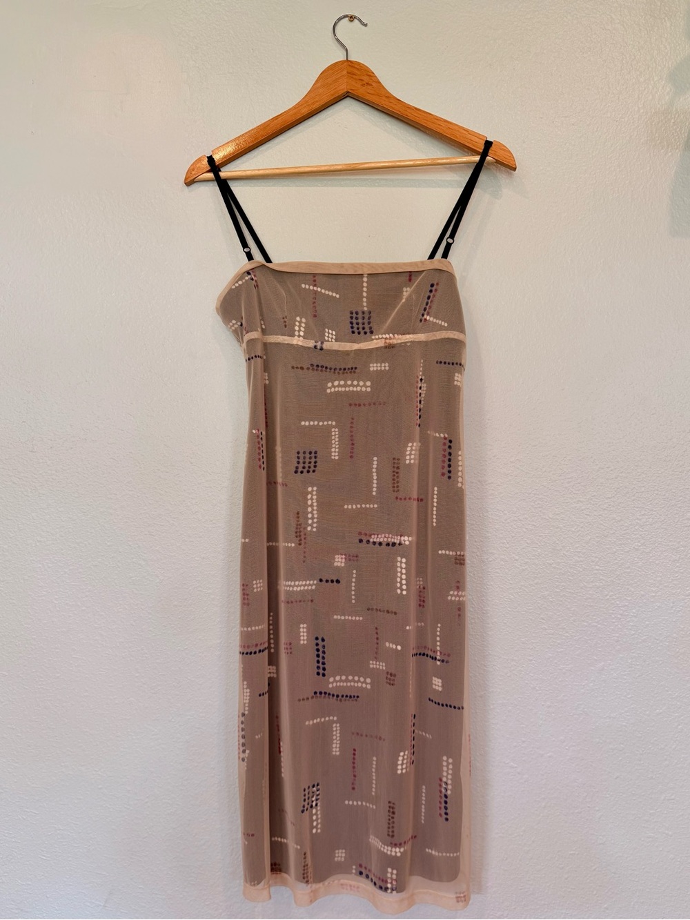 BCBG Nordstrom Sheer Mesh Abstract Print Slip Midi Dress M
